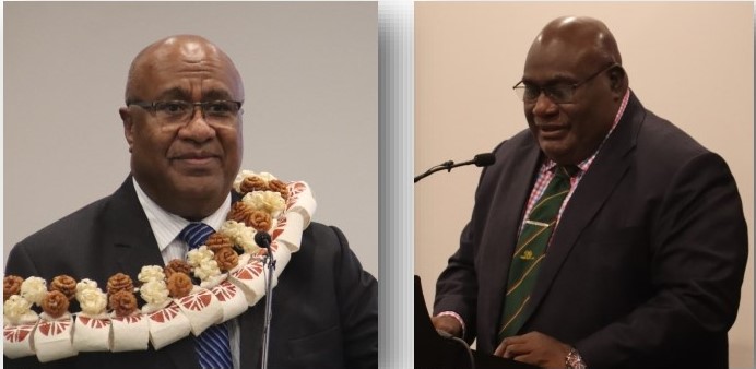 Fiji's Manoa Kamikamica (left) and Papua New Guinea's Timothy Masiu. 