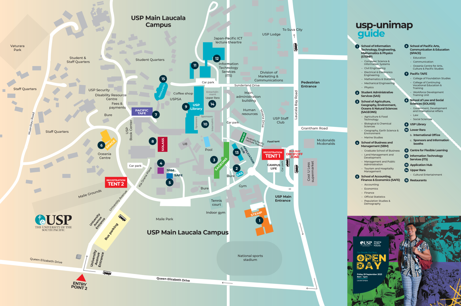 2023 USP Open Day Map Main Student Car Park56 